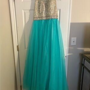 Sparkling Gold and Teal Gown